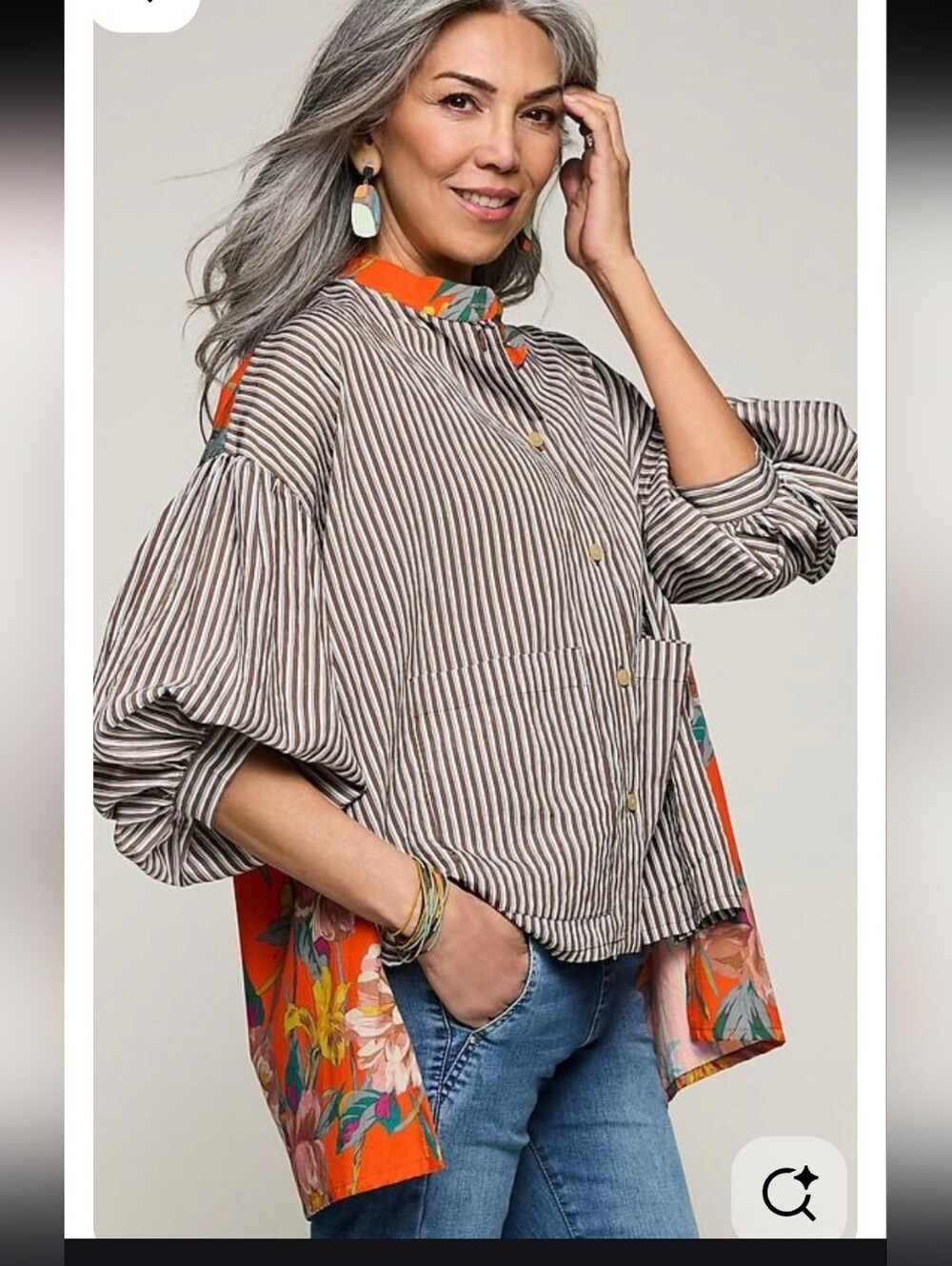 Alembika Louisiana Hi-Lo Blouse, Garden Sz M